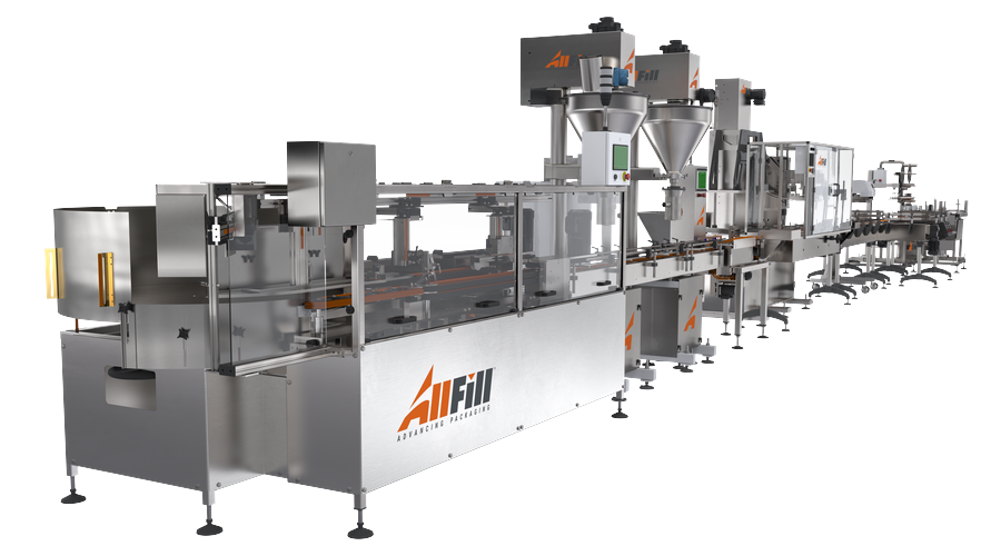 Powder Packaging Fully Integrated Line Showcase | All-Fill Inc.